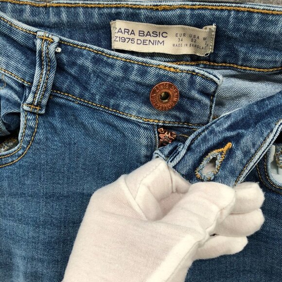 Zara Skinny Jeans Womens 2 Mid Rise  Stretch Medium Wash Z1975 - Picture 11 of 12